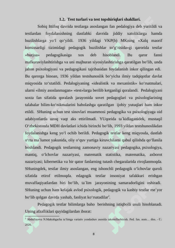 Ta'lim menejmentini o'qitishda ijodiy testlardan foydalanish metodikasi 8