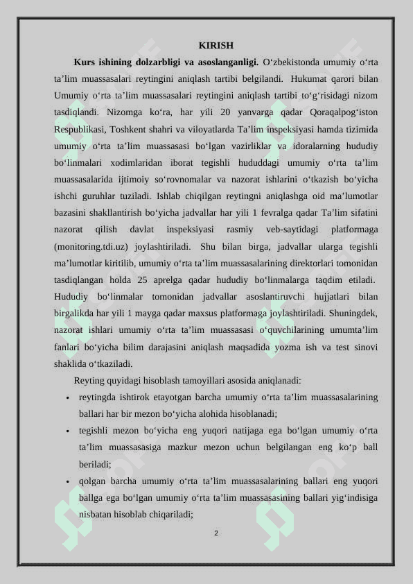 Ta’lim muassasalari reytingini aniqlash 2