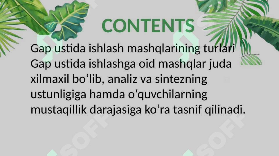 Gap ustida ishlashga oid mustaqil ishlar 2