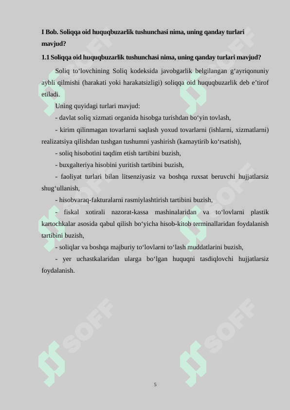 Soliqqa oid huquqbuzarlik turlari 5