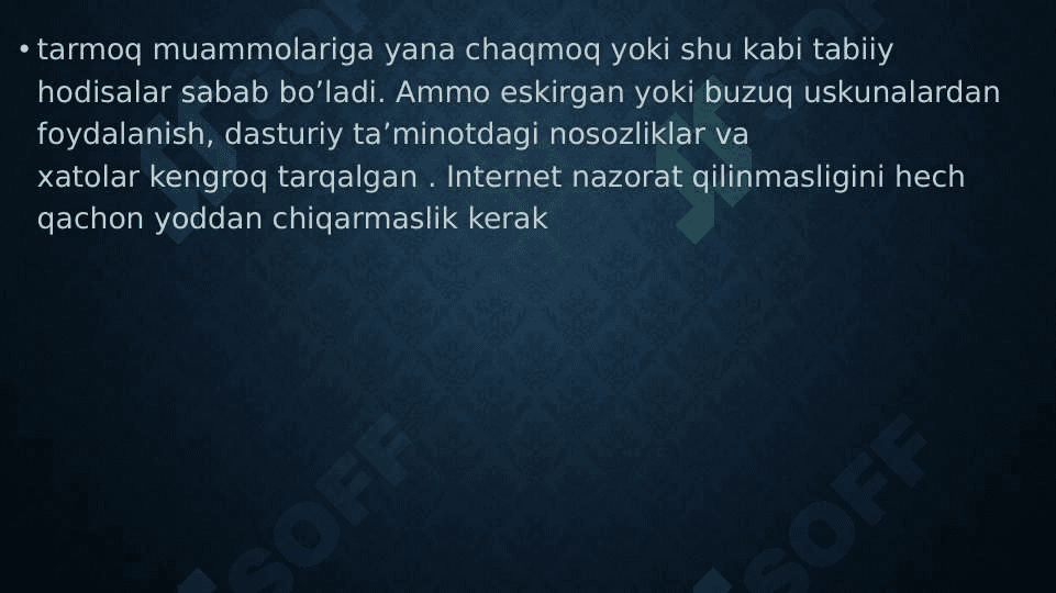 Tarmoq muammolari 3