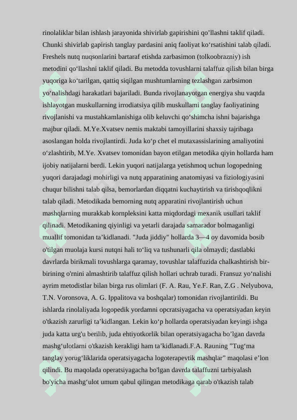 Rinolaliyani bartaraf etishda operatsiyagacha va operatsiyadan keyin olib boriladigan ishlar 7