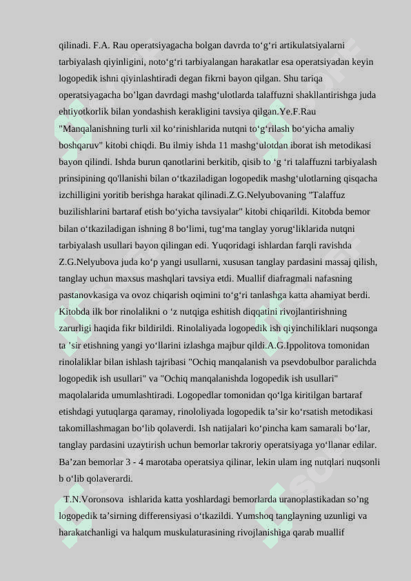 Rinolaliyani bartaraf etishda operatsiyagacha va operatsiyadan keyin olib boriladigan ishlar 8