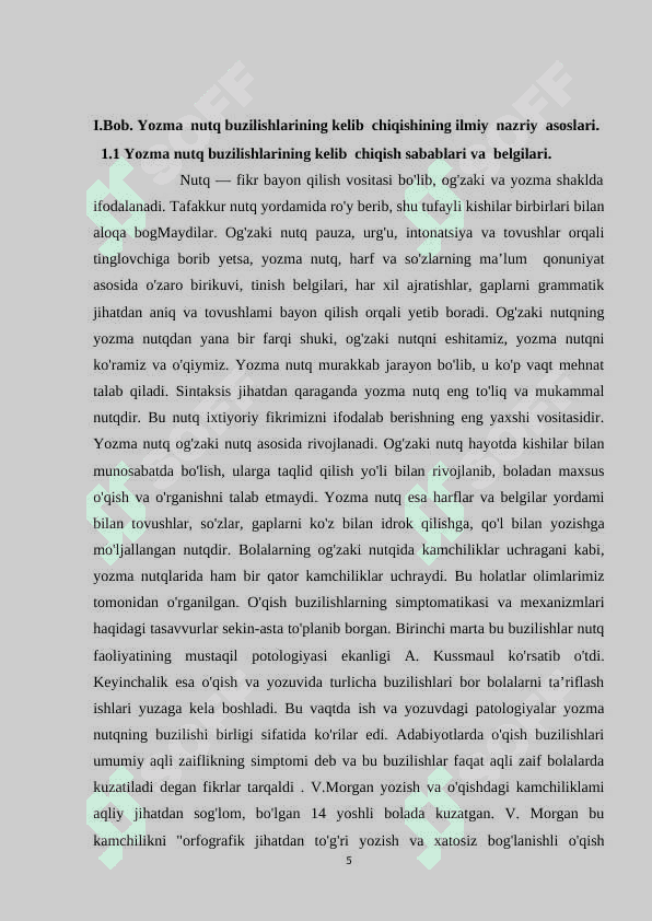 Yozma nutq buzilishlarining sabablari va belgilarining tasnifi 5