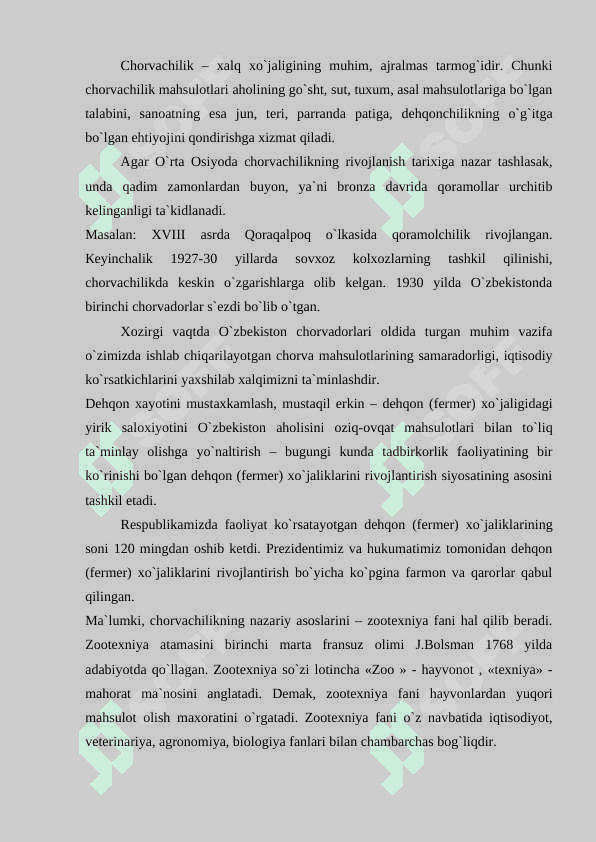 Chorvachilik asoslari 2