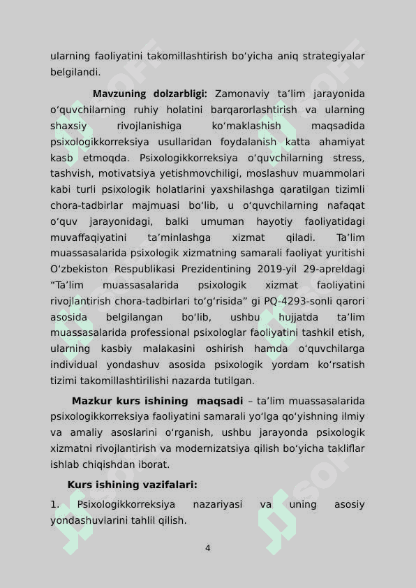 Ta’lim muassasasida psixologning psixologik korreksiya faoliyat yo’lga qoyish 4