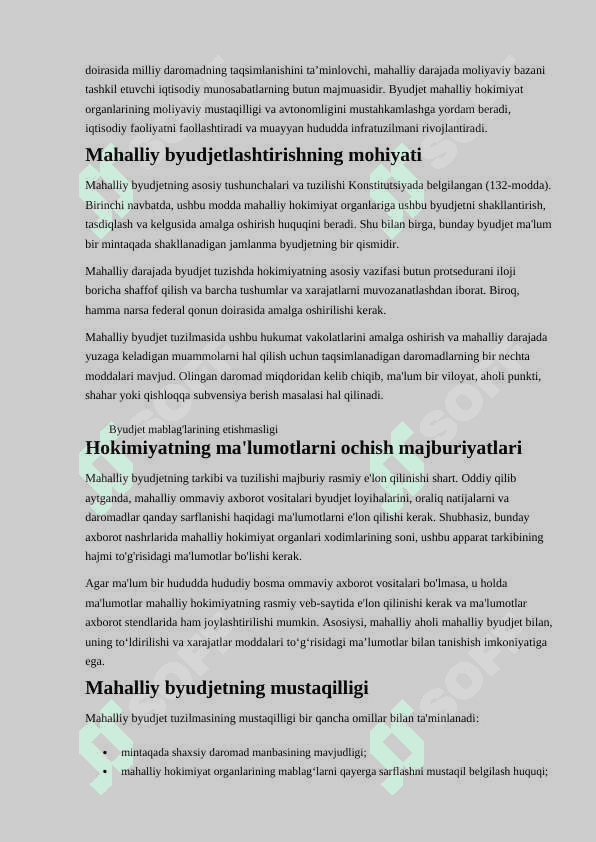 Mahalliy byudjetlar 2