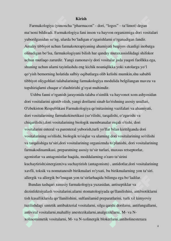 Farmakologiya fanidan o'quv qo'llanma 4