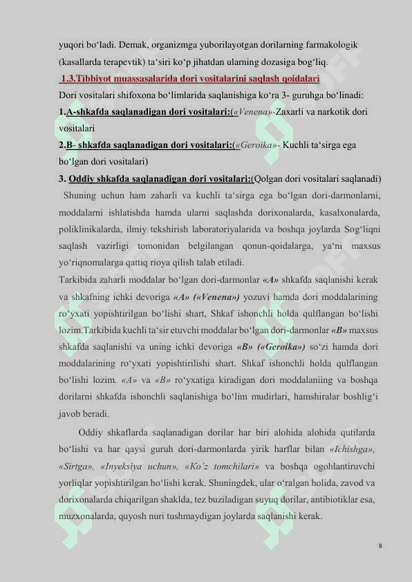 Farmakologiya fanidan o'quv qo'llanma 8