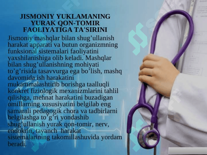 JISMONIY YUKLAMANING YURAK QON-TOMIR FAOLIYATIGA TA'SIRINI O’RGANISH 2