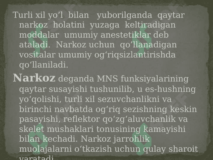 Narkoz vositalari slayd 2