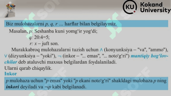 Matematik mantiq elementlari va formulalari 3