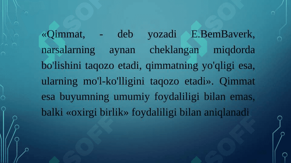 Marjinalizm ta'limoti va neoklassik iqtisodiy maktablar 8