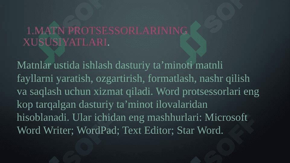 matnli malumotlarni qayta ishlash dasturlarining imkoniyatlari 3