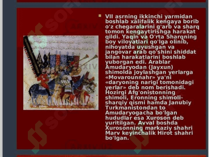 ILK ÓRTA ASRLARDA SHARQ. ARAB XALIFALIGI 8