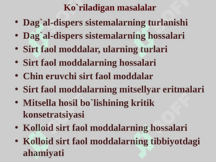 DAGAL DISPERS SISTEMALAR. SIRT FAOL MODDALAR 3