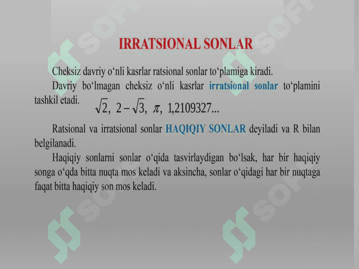 Haqiqiy sonlar irratsional son tushunchasi 5