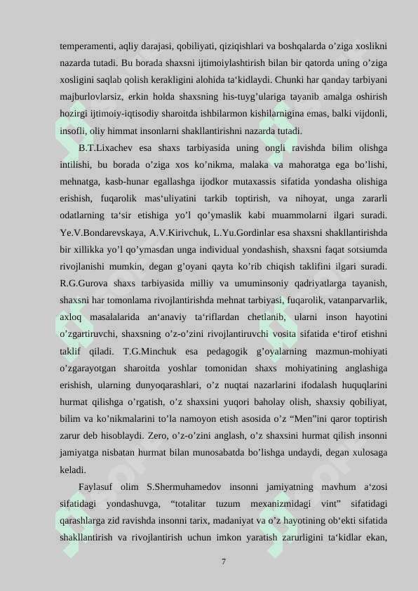 BOLA SHAXSIGA HURMAT VA TALABCHANLIKNI TARBIYALASH USULI 7