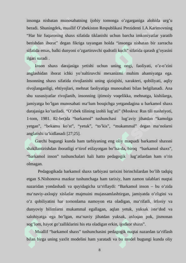 BOLA SHAXSIGA HURMAT VA TALABCHANLIKNI TARBIYALASH USULI 8