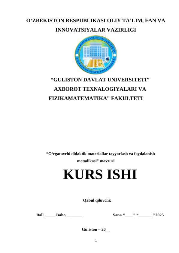 O‘rgatuvchi didaktik materiallar tayyorlash va foydalanish metodikasi