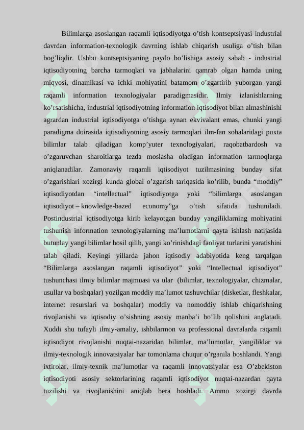 Bilimlarga asoslangan raqamli iqtisodiyot. 2