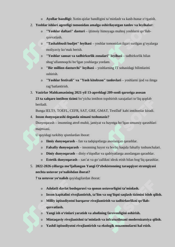 yoshlar yetakchiligiga suhbat savollari va javoblari bilan 2025 yangilangani 5