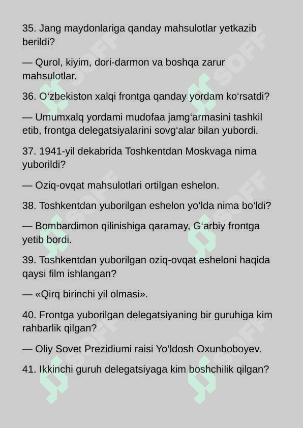 O'zbekiston tarixi mavzulashtirilgan savol va javoblar 6