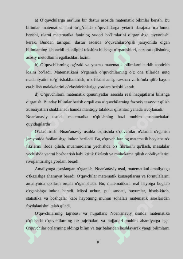 BOSHLANG’ICH SINFLARDA MATEMATIKA FANINI NOAN’ANAVIY USULDA O’QITISH 7