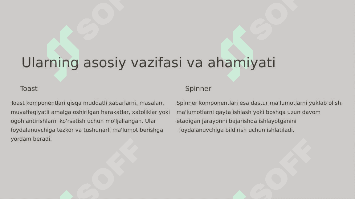 Maxsus Toast va Spinner  komponentlari 2