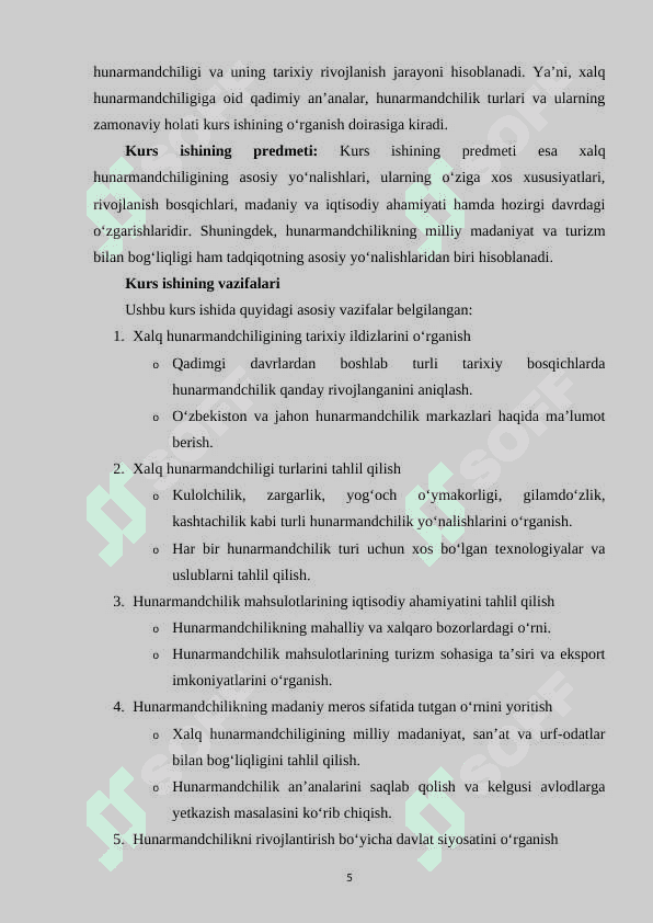 XALQ XUNARMANDCHILIGI TARIXI VA ULARNING T... kurs ishi 5