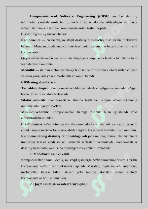Kompomentaga asoslangan dasturiy ta’minot injiniringi(Component-based software engineering) 3