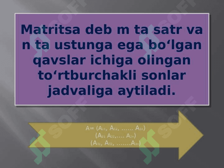 Matritsaning xossalari va uni biror satri yoki ustuni bo’yicha yoyish 2