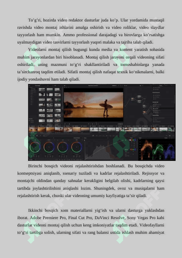Videolarni sifatli montaj qilishning usullari. 7