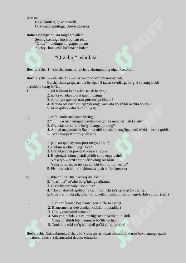 "Onajonlar bayrami" 8-martga yangi tadbir ssenariysi 4
