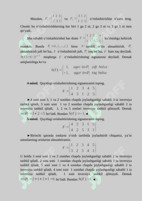 DETERMINANTLAR NAZARIYASI, IKKINCHI, UCHINCHI TARTIBLI, DETERMINANTLAR 4