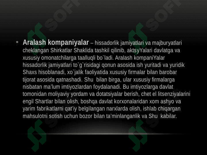 Tadbirkorlarning tashkiliy iqtisodiy asoslari 8