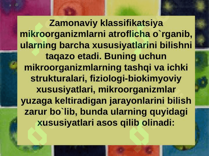 MIKROORGANIZMLAR KLASIFIKATSIYASI 2
