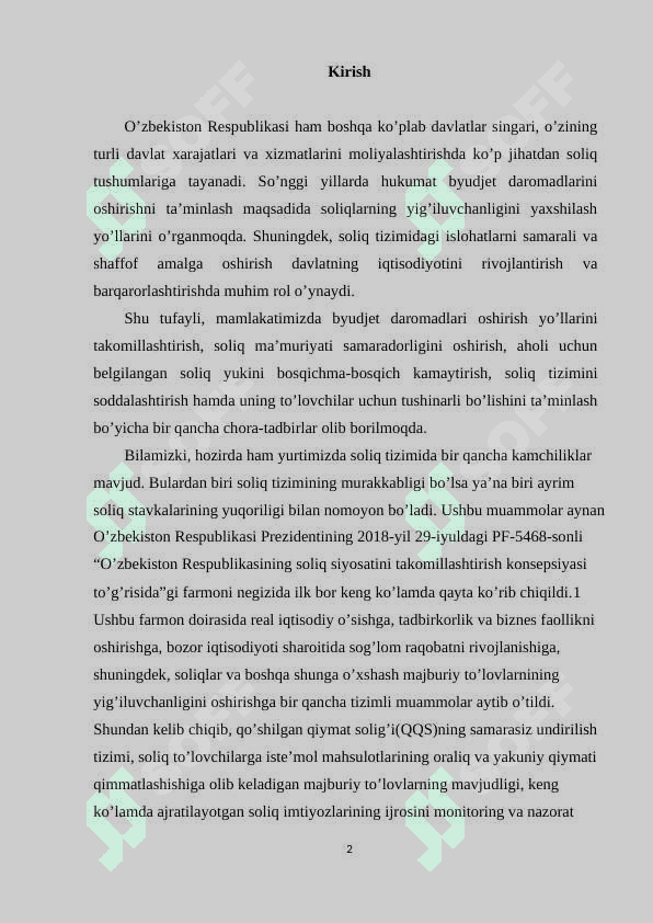 O’zbekiston respublikasida mavjud soliqlar va ularning soliq solish bazalari. 2