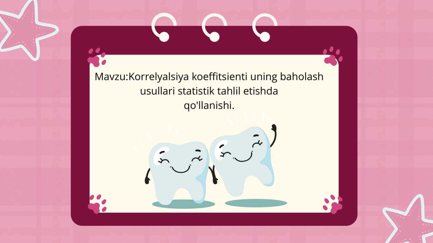 Korrelyalsiya koeffitsienti uning baholash usullari statistik tahlil etishda qo'llanishi.