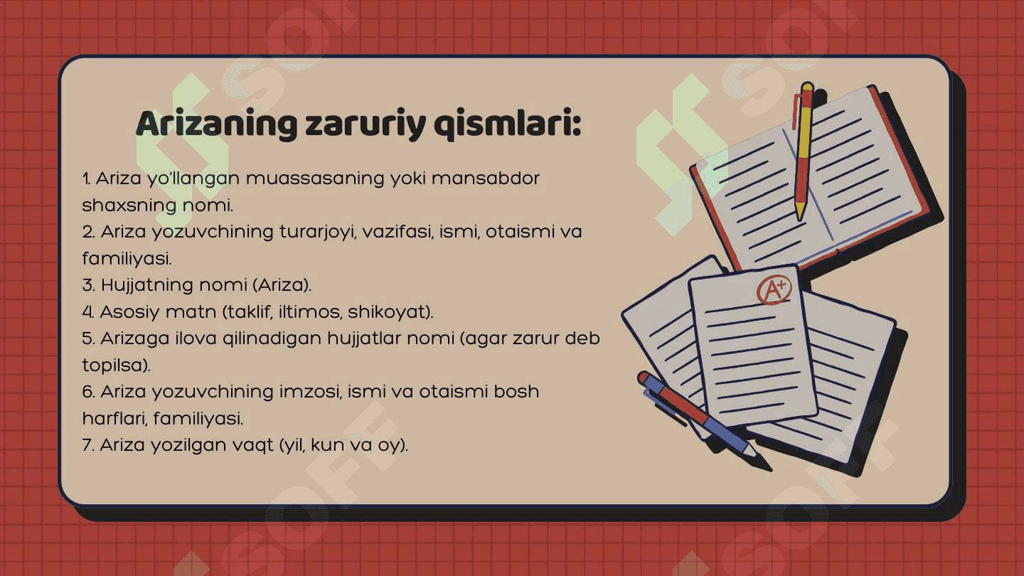 Ariza, bayonnoma.  Bayonnomadan kochirma.  Bildirishnoma, bildirgi. 3