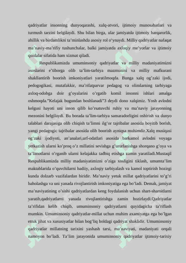 Milliy qadriyatning barkamol insonni tarbiyalashdagi oʻrni  KURS ISHI 7