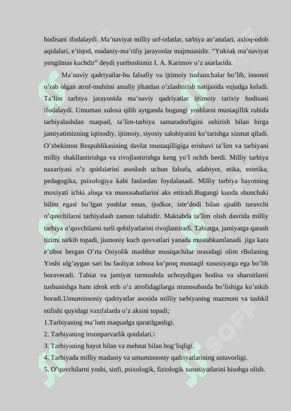 Milliy qadriyatning barkamol insonni tarbiyalashdagi oʻrni  KURS ISHI 8