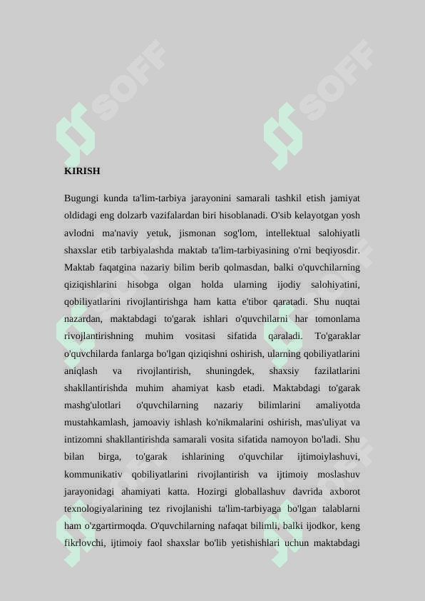 Maktabdagi to'garak ishlarini o'quvchi tarbiyasiga ta'siri  kurs ishi 2