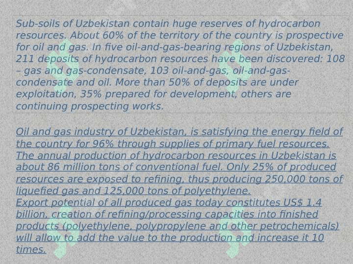 Oil and gas industry of Uzbekistan during the gears of independence Uzbekistan 3