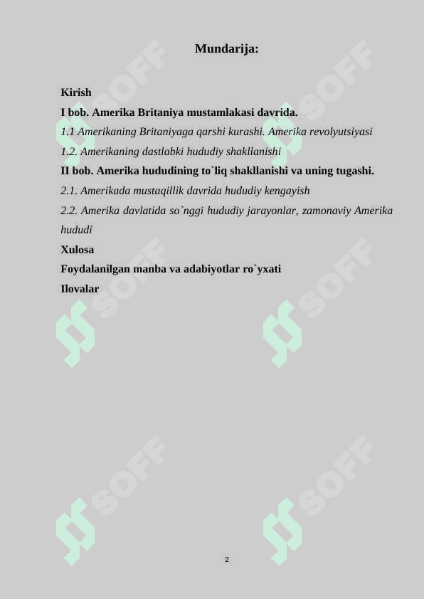Amerika davlatining hududiy shakllanishi K 2