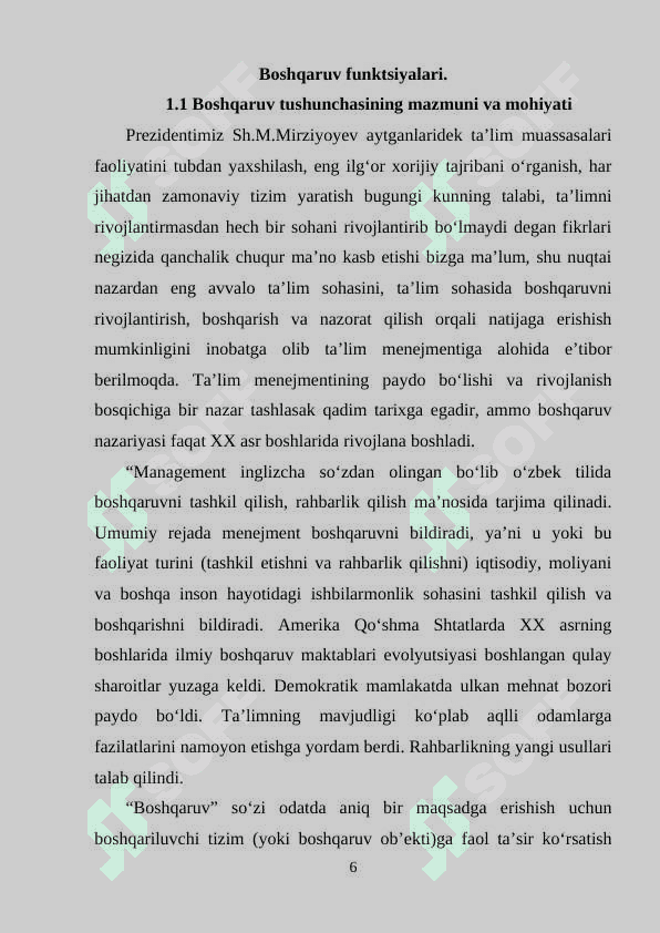 Ta’lim mussasalarda maqsad qo‘yish va ehtiyojlarni balolash boshqaruvining asosiy funksiyasi sifatida 6