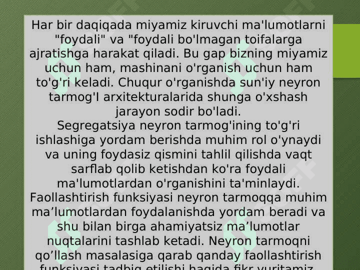Faollashtirish funksiyalari 2