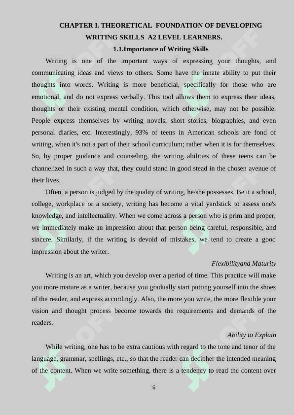 Developing writing skills of A2 level students with an essay k 6