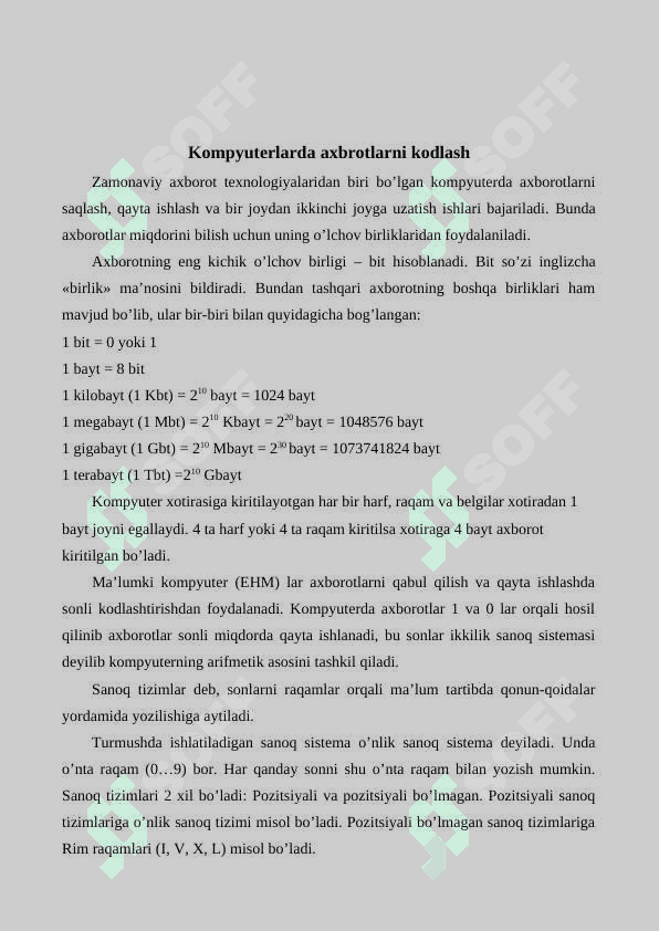 EHM larda axborotni tashuvchi vositalar K 7