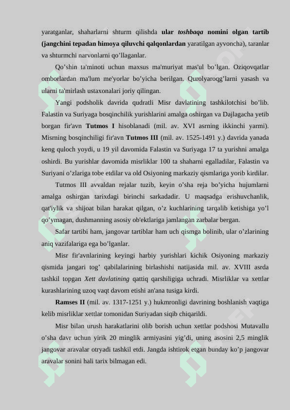 Misr va Mesopotamiya harbiy san'atdir 5